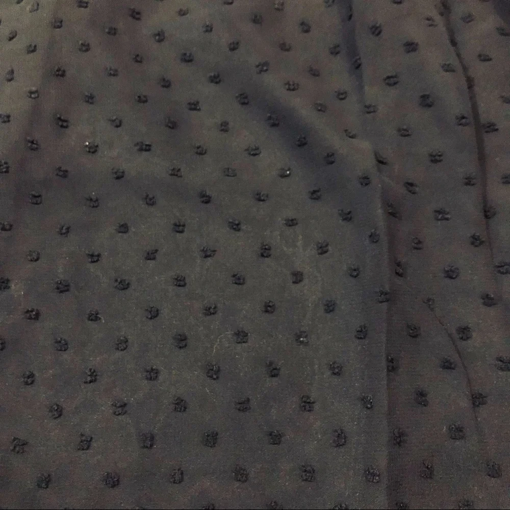 Black Ruffled Crewneck Swiss Dot Bubble Blouse - Picture 5 of 5